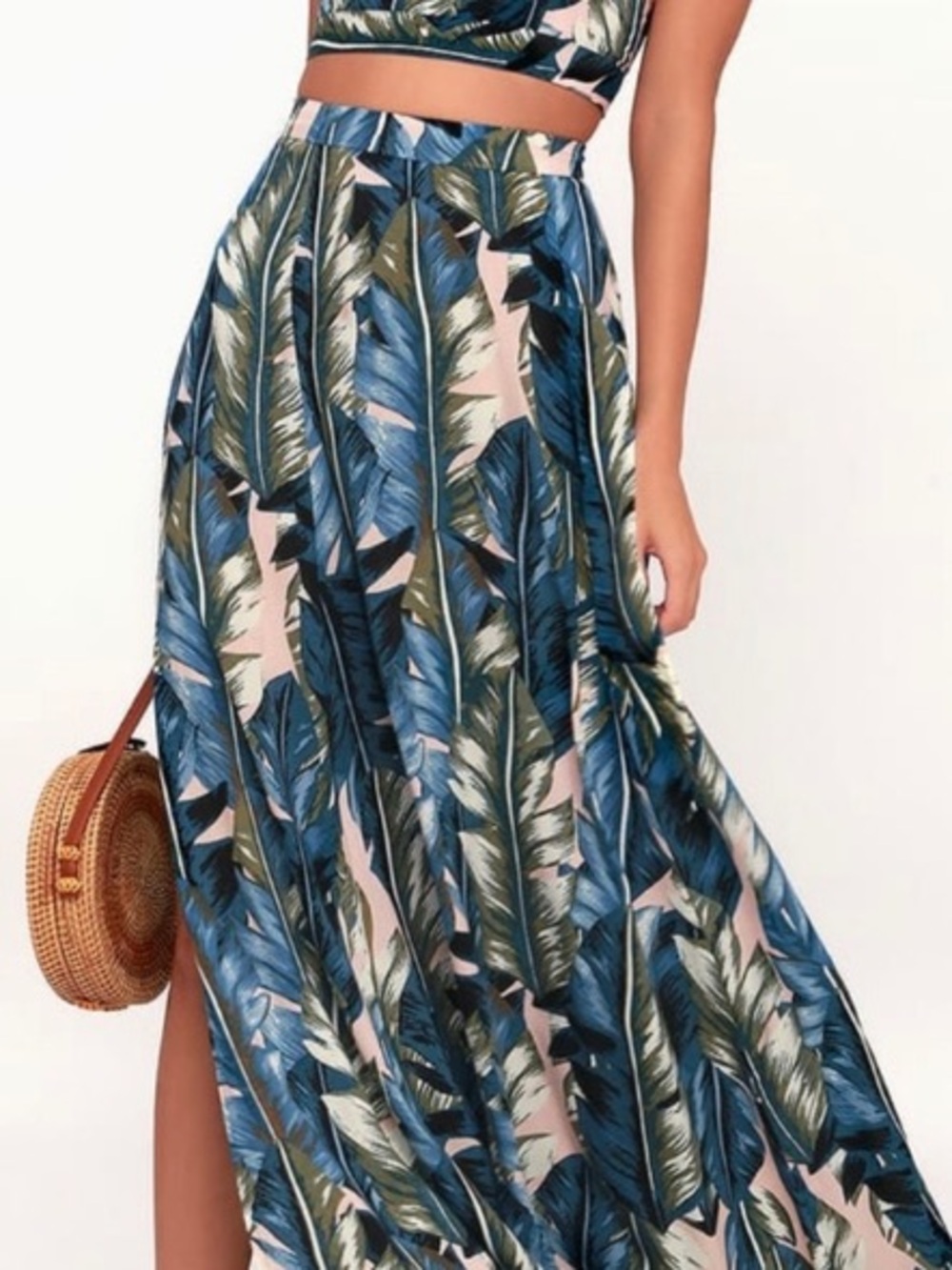 Lulus rayon palm leaf print maxi skirt size M